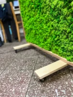 Mobile Trennwände mit Holz und Moos | Moos Raumteiler