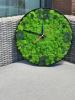 Runde Wanduhr mit Islandmoos