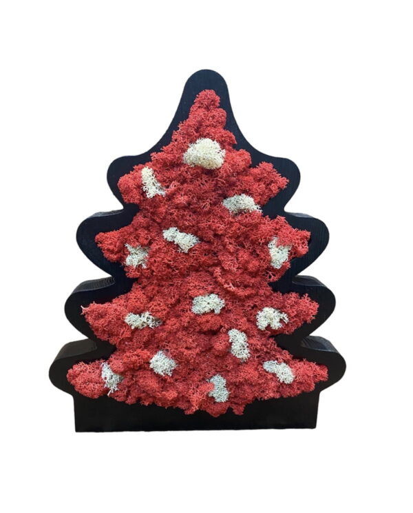 Dekorativer Weihnachtsbaum aus Holz mit Moos