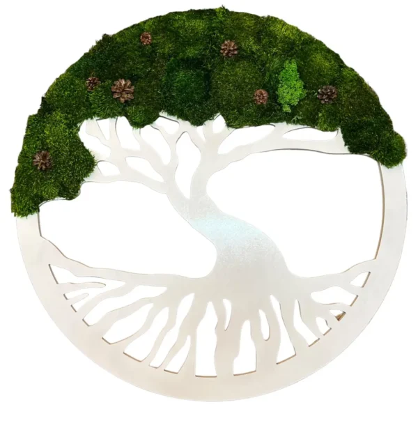 Moosbaum mit Provence Moos und Zapfen. Baum des Lebens