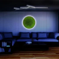 Moosbild Rund mit Islandmoos und Beleuchtung