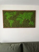 Moosbild Weltkarte aus Islandmoos in Rahmen