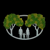 Moosbild - Familienstammbaum mit Beleuchtet