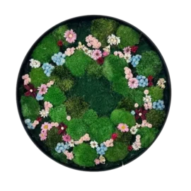 Runde Moos und Blumenbild