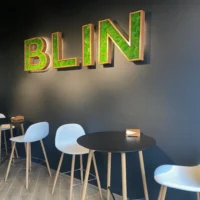 Holz Buchstaben mit LED und echtem Moos