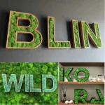 Holz Logo mit Moos
