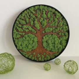 Runder Deko Baum mit Moos und Holzrahmen