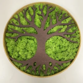 Runder Deko Baum mit Moos und Holzrahmen