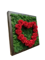 Moosherz mit Rosen – Islandmoos und rote Rosen