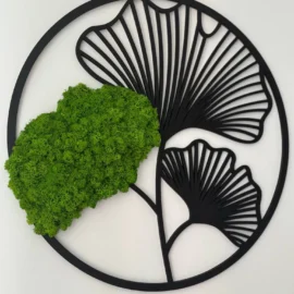 Moosbild Ginkgo Blatt – 3er Set Wanddeko