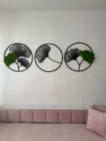 Moosbild Ginkgo Blatt – 3er Set Wanddeko