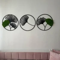 Moosbild Ginkgo Blatt – 3er Set Wanddeko