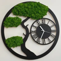 Öko Uhr Baum mit Islandmoos
