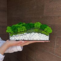 Mosarium - Grüne Welle: Moos im Glas mit weißen Steinen