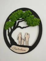 Wanddeko Familie mit Moosbaum mit individueller Gravur