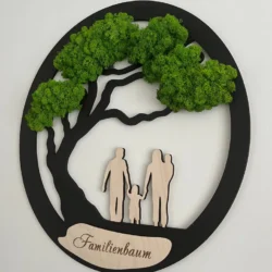Wanddeko Familie mit Moosbaum mit individueller Gravur