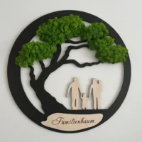Wanddeko Familie mit Moosbaum mit individueller Gravur
