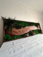 Moosbild mit Holz – Walnuss Waldlandschaft