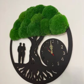 Moos Wanduhr Baum des Lebens mit Paar