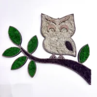 3D Wanddeko Eule aus Holz mit Moos – Handgefertigtes Moosbild