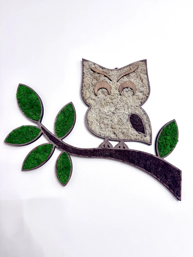 IMG_6682_result 3D Wanddeko Eule aus Holz mit Moos – Handgefertigtes Moosbild