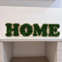 Holzschild mit Logo und Moos – Massivholzplatte nach Maß